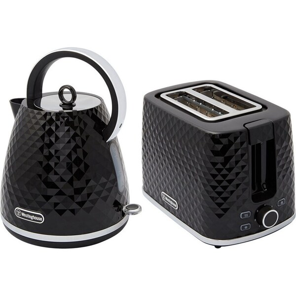 Westinghouse Electric 1.7L 2200W Kettle & 930W 2 Slice Bread Toaster Set Black
