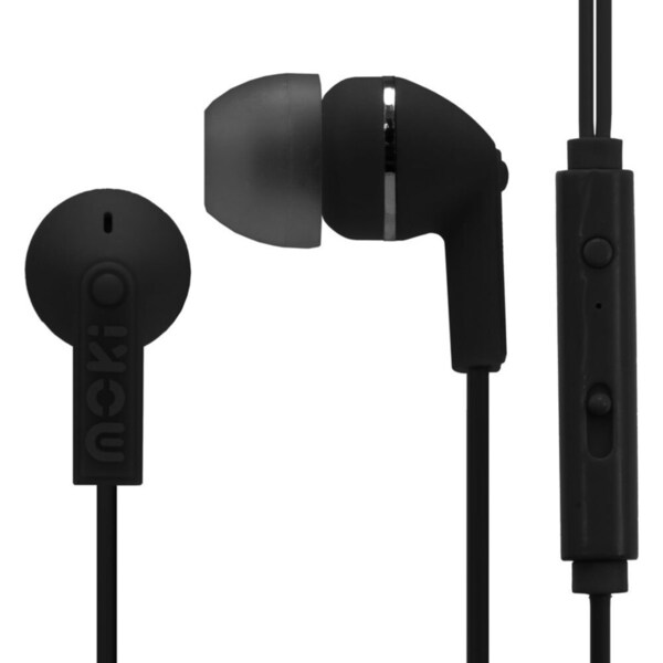 Moki Noise Isolation Earbuds Microphone/Control Headphones/Headset/Earphones BLK