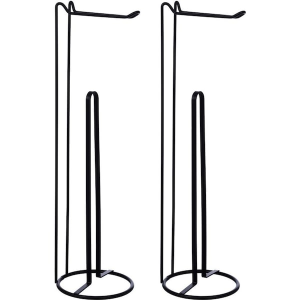 2PK Boxsweden 54cm Wire Toilet/Tissue Roll Dispenser Stand Holder Organiser BLK
