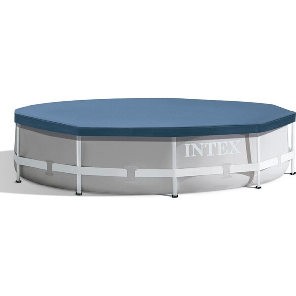 Intex 10ft Frame Round Cover Protector 6P w/ Rope Tie for Swimming Pool Blue