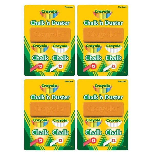 4PK Crayola Chalk N Duster Drawing Art/Craft Draw School Supplies White/Coloured