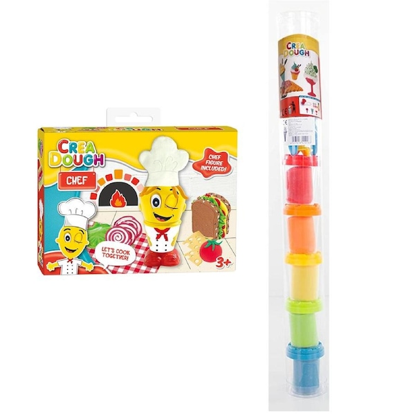 2PK Crea Dough Chef & Ice Cream Set Molding Clay Combo Set w/Doughs/Molds 3y+