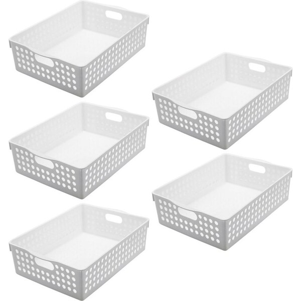 5x Boxsweden 30cm Mode Basket Home Storage/Holder Cleaning Room Organiser White