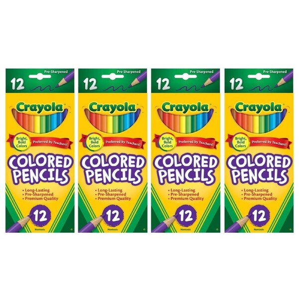 4x 12PK Crayola Full Sized Coloured Pencils Drawing Colouring Art/Craft Kids 3y+