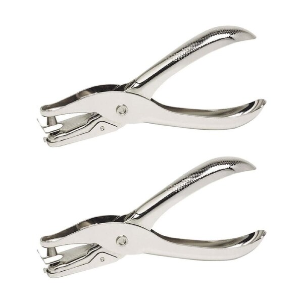 2x Marbig 1 Metal Hole Punch Craft Art Office/School Paper Puncher Cutter Silver
