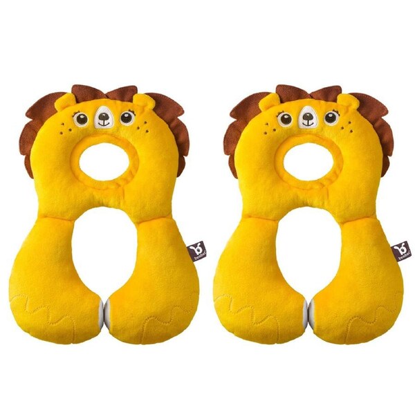 2x Benbat Total Support Headrest Head/Neck Rest Travel Baby 1-4y Car Pillow Lion