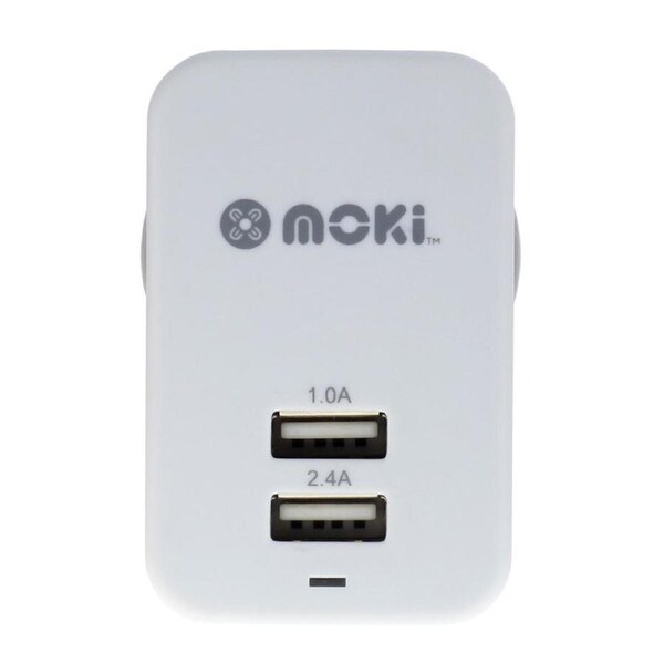 Moki Dual USB Wall Mobile Charger Universal Adaptor Power Plug Travel Adapter WH