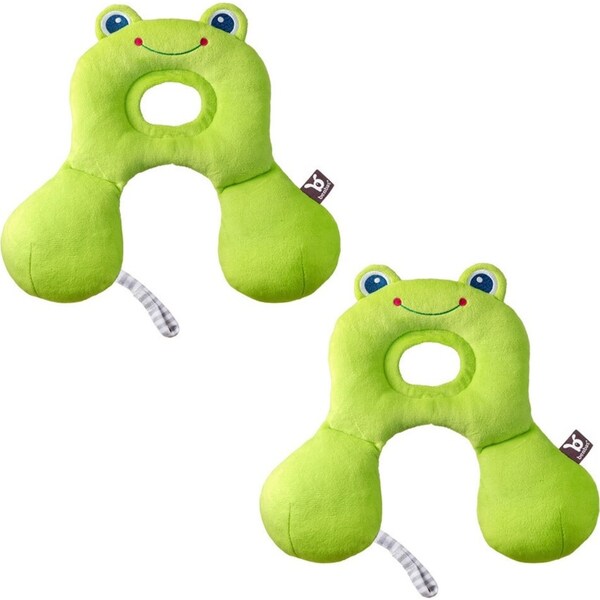 2PK Benbat Total Support Car Seat Headrest Head/Neck Travel Baby Pillow Frog GRN