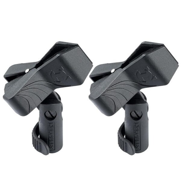 2x Hercules Mic Holder Clip Adaptor Mount for 20mm-35mm Microphone Stand Black