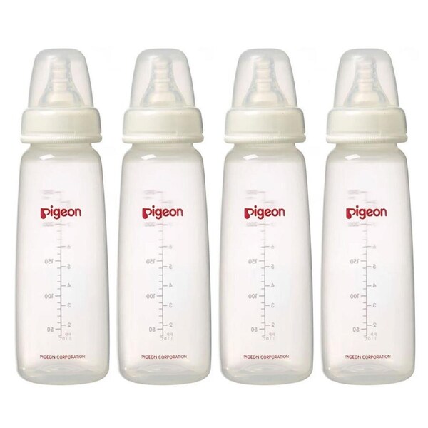 4PK Pigeon 240ml Flexible Slim Neck PP 4m+ Bottles Baby Feeding Bottle Twin Pack