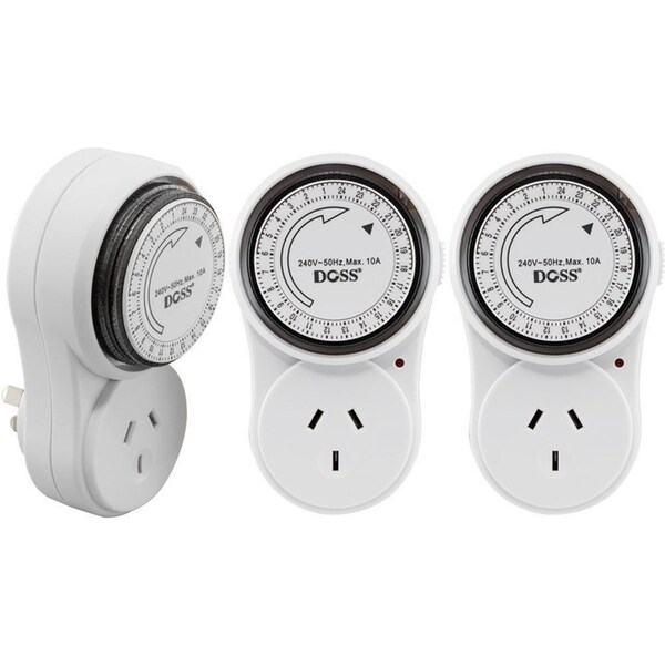 3PK 24h Mains Mechanical Timer Analogue 240V/Electricity Plug Power Point 10 Amp