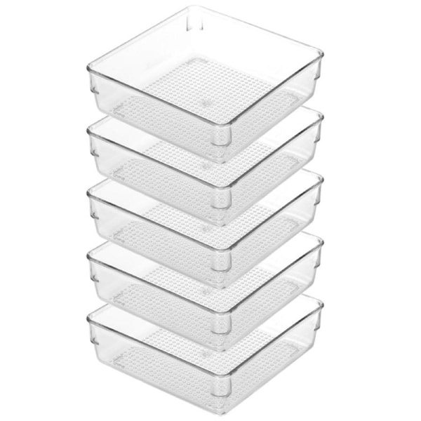 5x Boxsweden Crystal Plastic Storage Tray 16cm Small Fridge/Pantry Container