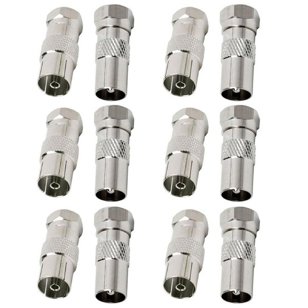 12pc F-Type Male to Coax Female Socket/F Male to PAL M TV Antenna Cable Adapter