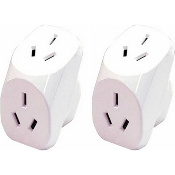 2x Sansai 10 Amp Double Adaptor Home Adapter Plug/Socket Outlet Angled Splitter