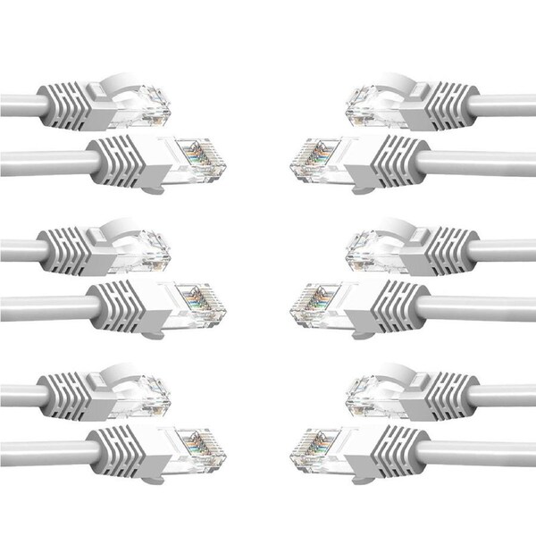 6PK Cruxtec 0.5m CAT6/RJ45 Network Lead Cable LAN Ethernet Internet Cord White