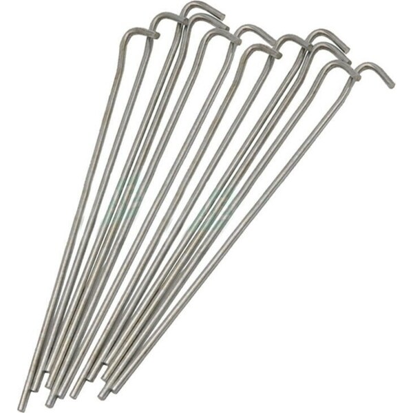 Ozoffer 12X Tent Pegs 23 cm Metal Chromed 10 Pieces Ground Stakes Pins Camping Hiking