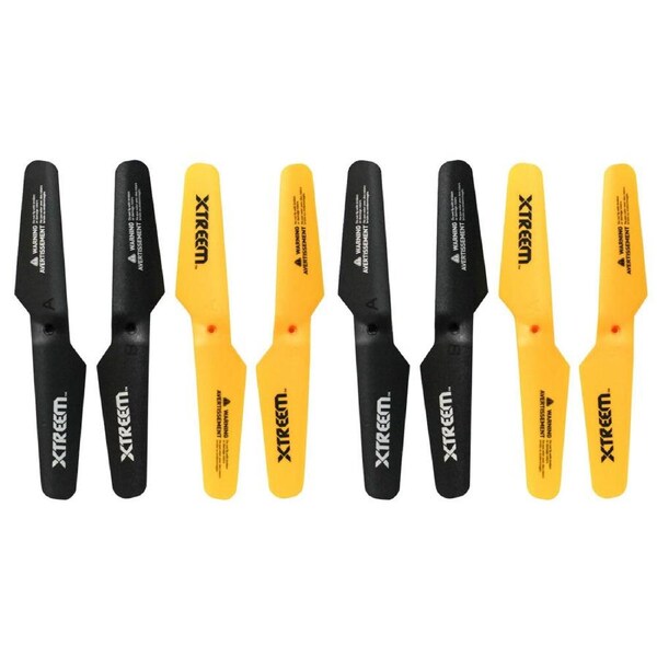 8pc Xtreem Raptor Rotor Blades Front/Rear Propeller Accessories for Drone BLK/YL