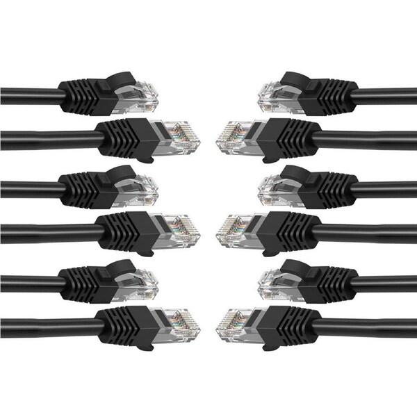 6PK Cruxtec 1m CAT6/RJ45 Network Lead Cable LAN Ethernet Internet Router Cord BK