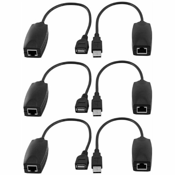 3PK PRO2 USB Male/Female Extender Cable Extension Standard CAT5 50m PC/Mac