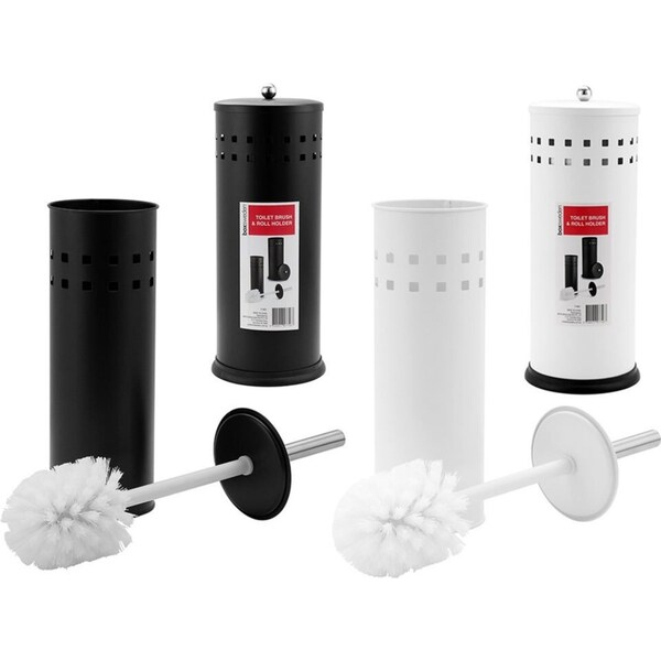 2PK Boxsweden Bathroom Cleaning Toilet Brush w/Holder & Roll Holder Set Assort