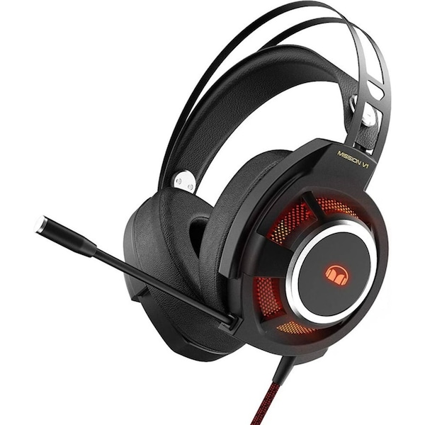 Monster Mission V1 Wired Gaming Headset RGB LED Noise Isolating Mic Headphones
