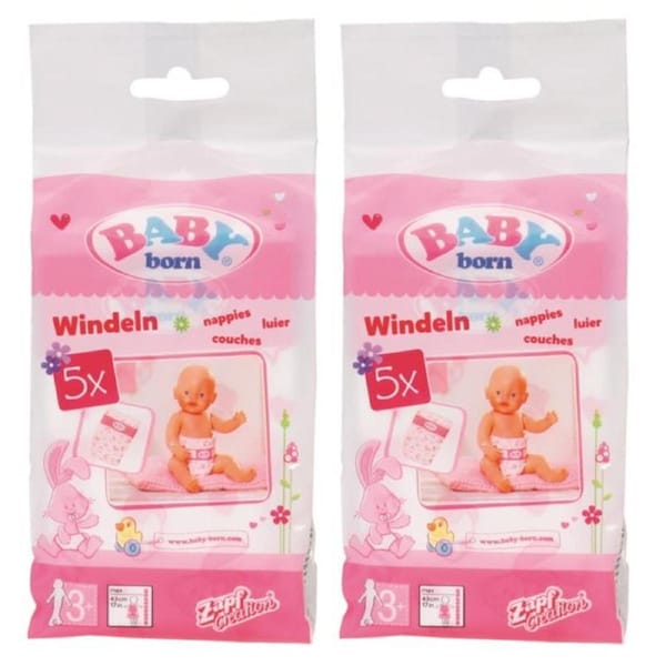 2x 5pc Baby Born Doll Nappies/Diaper Doll's Accessories for 43cm Kids Dolls 3y+