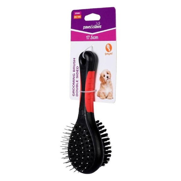 Paws & Claws 17.5cm Double Sided Grooming Pet Brush Dog/Cat Cleaning Comb Black