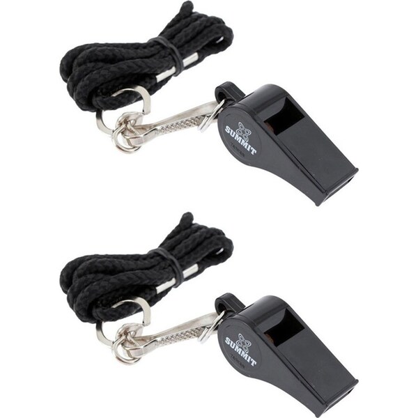 2PK Summit Sports Plastic Whistle Referee/Pro/Match/Outdoor/Training w/ Lanyard