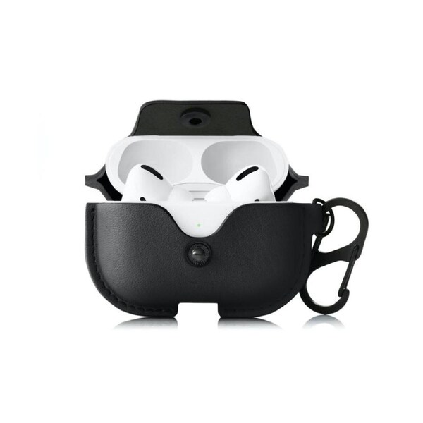 Twelve South Slim Leather Case/Cover for Apple AirPods Pro with Ring Clip Black