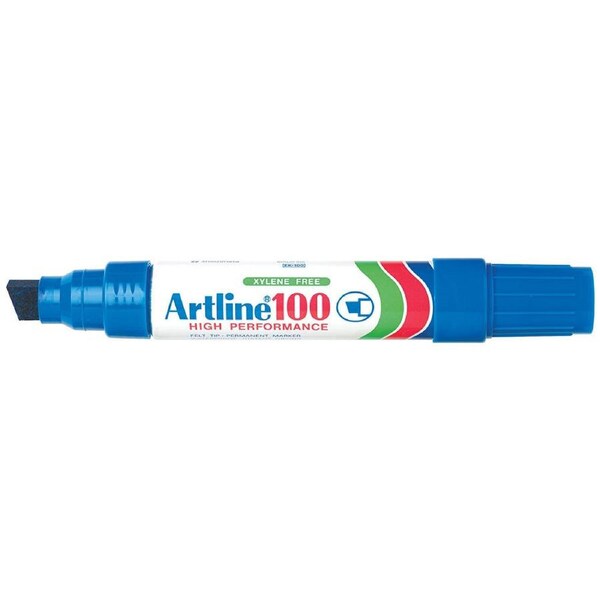 Artline 100 Jumbo Permanent Chisel Whiteboard Writing 7.5-12mm Marker Pen Blue