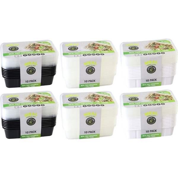 6x 10pc Lemon & Lime 750ml Meal Prep Reusable Containers/Food Storage Assorted