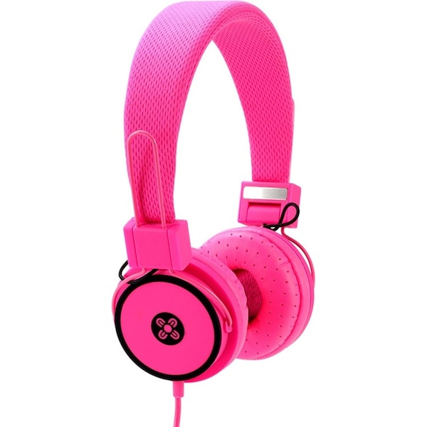 Moki Hyper Headphones On Ear Cup Headband Foldable/3.5mm Jack/1.2m Cable Pink