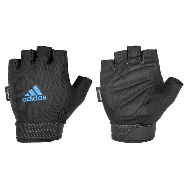 Adidas Climate Adjustable Unisex Weight/Gym/Sports MD Half Finger Gloves BLK/BLU