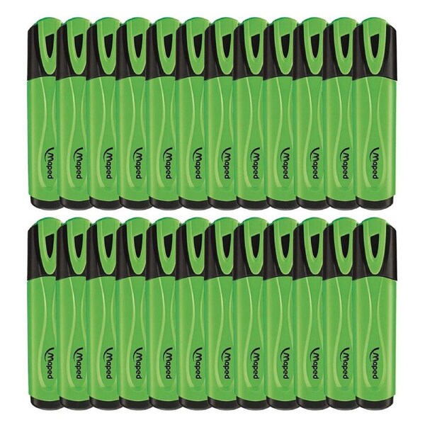 2x 12pc Maped Fluo Neon Highlighter 1-4mm Chisel Nib Inkjet Safe Marker Green