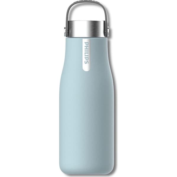 Philips GoZero 590ml Smart Hydration Hot/Cold Water Bottle w/UV Cleaner Blue