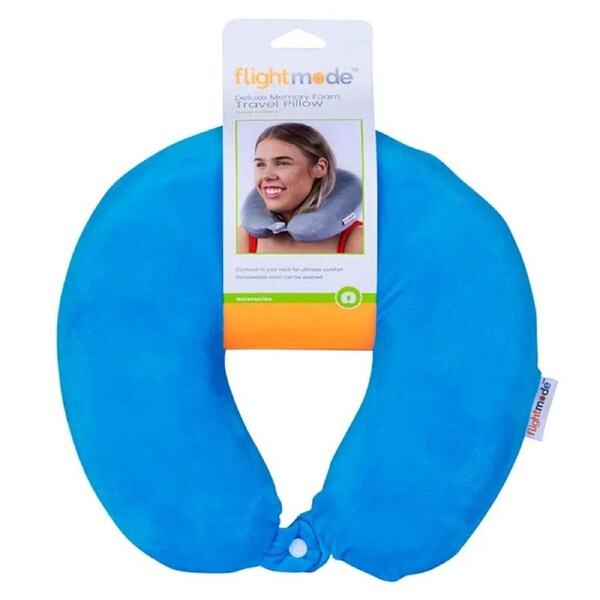 Flight Mode 27cm Soft Memory Foam Travel Neck Pillow/Cushion Assorted Colours