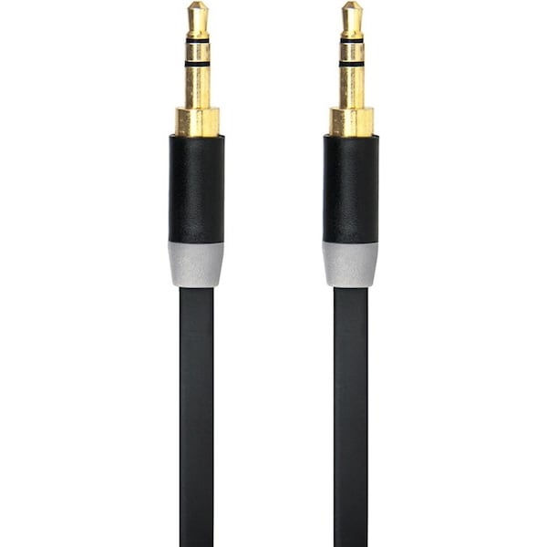Gecko 1m Flat 3.5mm Male to M AUX Cable Gold Plated Audio Cord f/ Car/Phone BLK