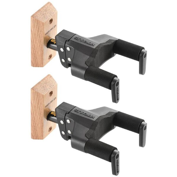 2x Hercules Wood Block Auto-Swivel Wall Guitar Hanger/Holder w Neck Adjustment