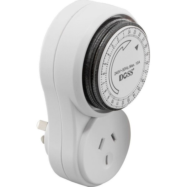 Doss 24HR Analogue Mechanical Time Indoor Wall Plug Switch Timer 240V 2400W Max