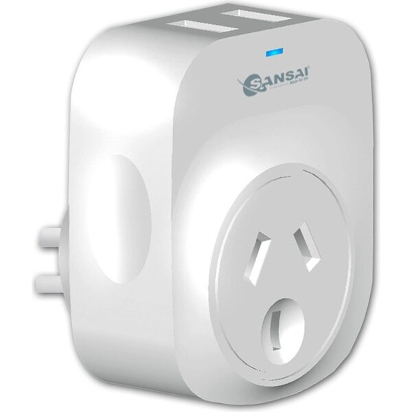 Sansai 2.1A 2xUSB Outlets Surge Protection Charger Adapter f/ iPhone/iPad/iPod