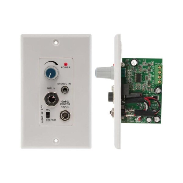 Pro2 Pro1328Wp Audio Power PA Amplifier Wall Plate 3.5mm Line/Mic Stereo Input