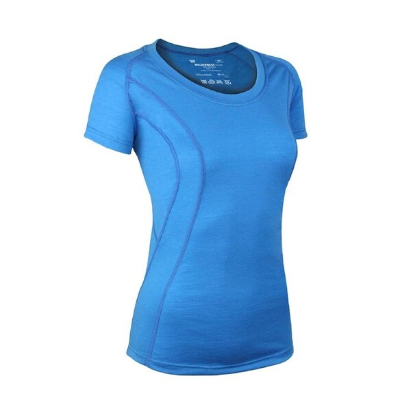 Wilderness Women Short Sleeve Scoop Tee Top Shirt Size 8 Thermal Activewear Blue