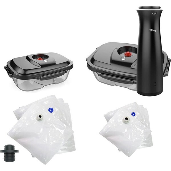 Tiffany Vacuum Food w/2x 1L Freezer Container 3x Small/3x Large Bag/Storage/PacK