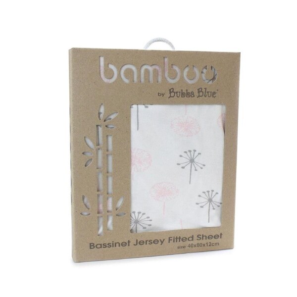 Bubba Blue Jersey Bassinet Fitted Sheet - Pink Bloom
