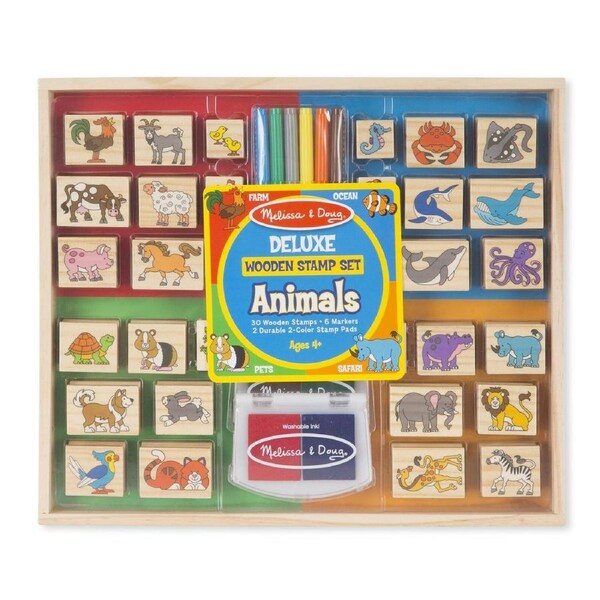 Melissa & Doug - Deluxe Wooden Stamp Set - Animals