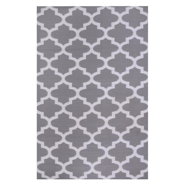 Tangier Grey and White Recycled Plastic Outdoor Rug and Mat