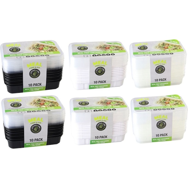 6x 10pc Lemon & Lime 500ml Meal Prep Reusable Containers/Food Storage Assorted