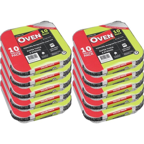 100pc Lemon & Lime Disposable BBQ/Oven Food Storage Foil Container w/ Lid Silver