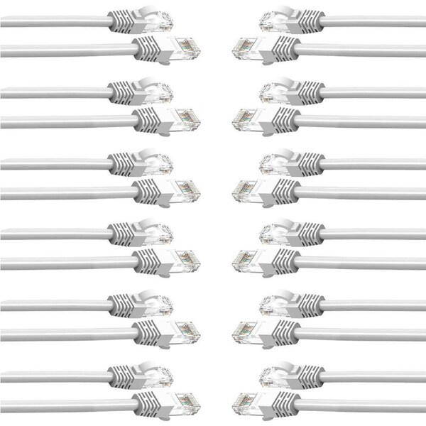 12PK Cruxtec 0.3m CAT6/RJ45 Network Lead Cable LAN Ethernet Internet Cord White