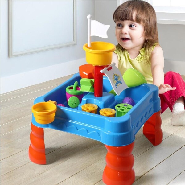 Traderight 21pc Kids Sand Water Activity Play Table Child Fun Outdoor Sandpit Toys Set